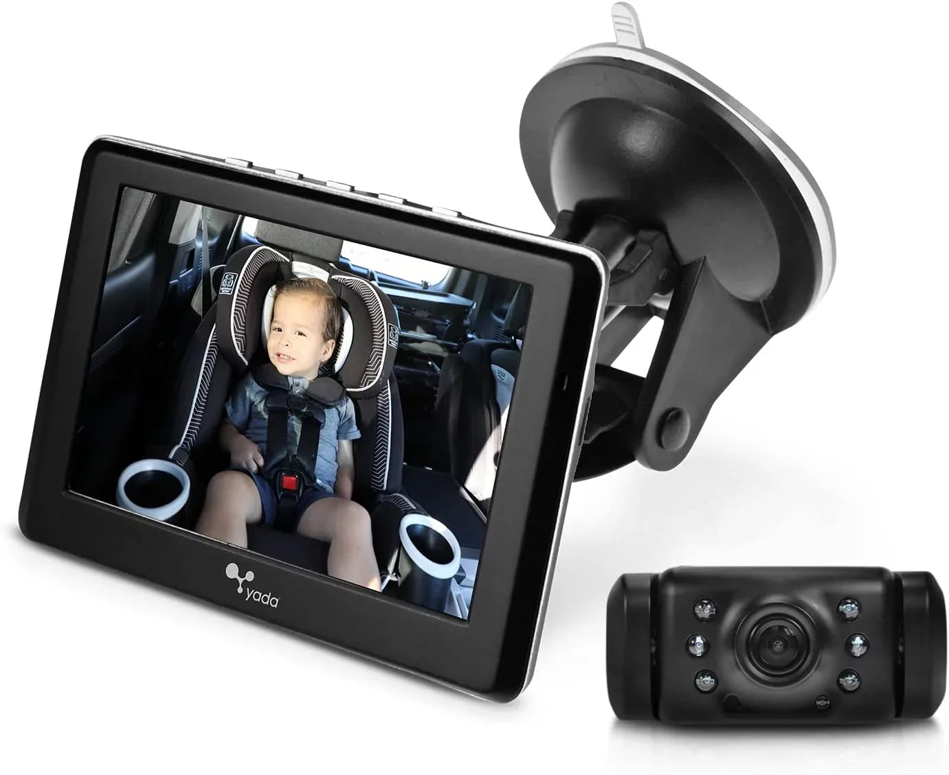 Yada , Car Portable Baby Monitor with Night Vision Cam, Wireless Transmission, Universally Compatible, 4.3 Digital Display, Mounts onto Headrest and/or Windshield