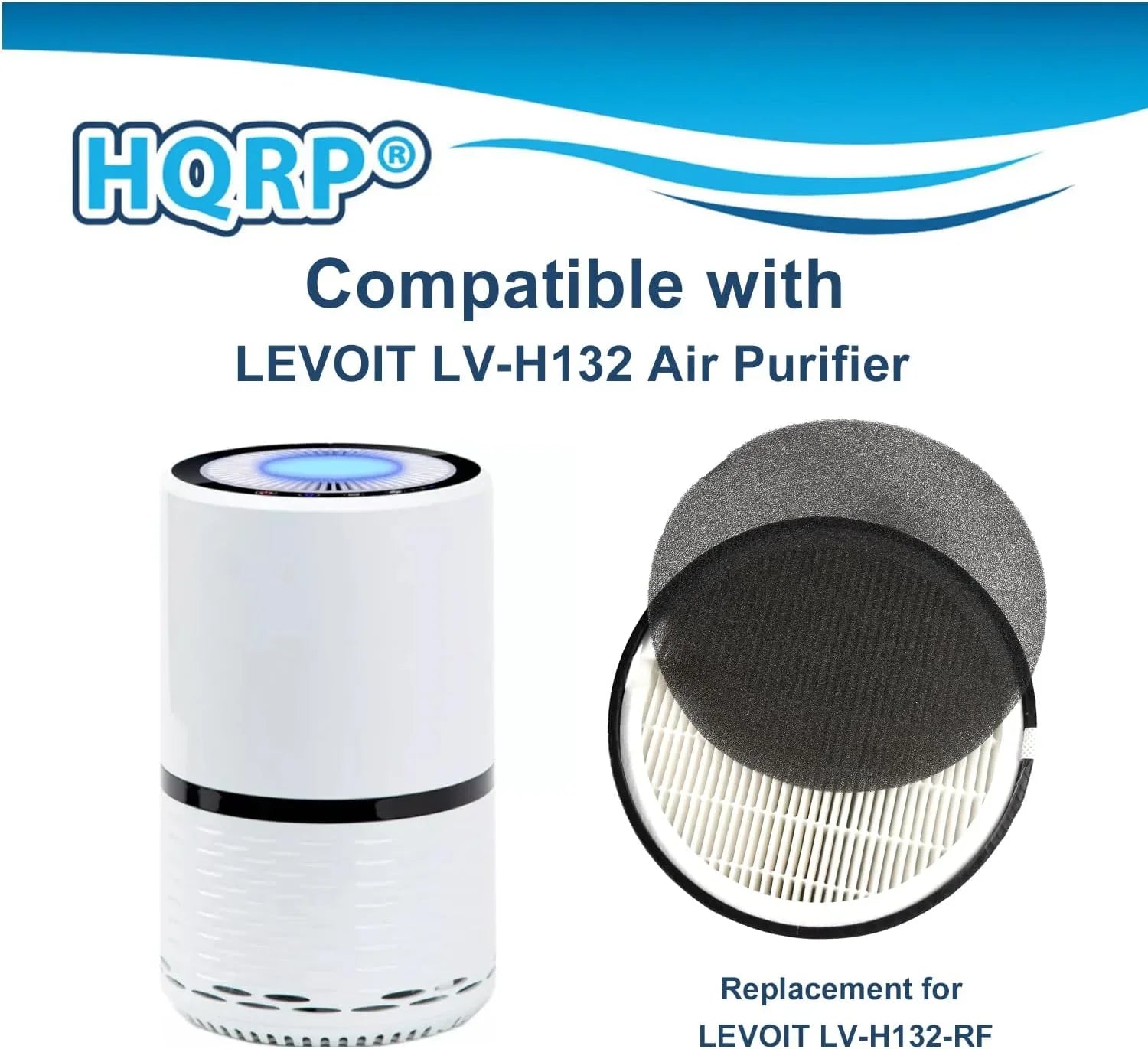 HQRP 4-Pack LV-H132-RF Replacement Filter Compatible with LEVOIT LV-H132 Air Purifier, 3-in-1 HEPA Activated Carbon Filter Set