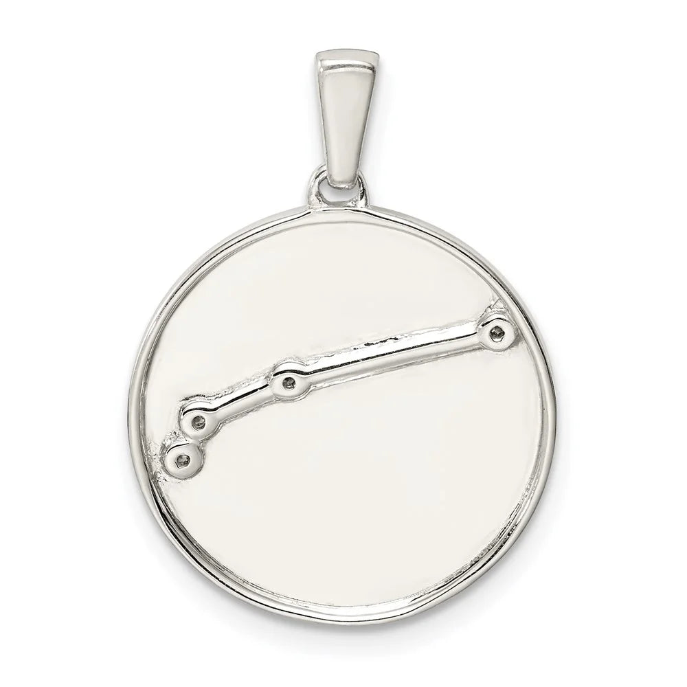 Sterling Silver Rhodium-pLatitudeed & CZ Aries Zodiac Pendant QQC9730