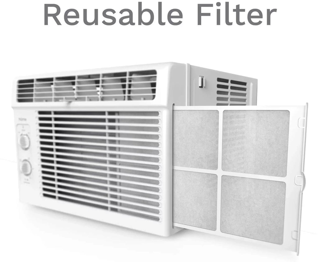 hOmeLabs Window Air Conditioner 5000 BTU - Easy Mechanical Control Compact AC Unit with Washable Reusable Filter, 2 Cooling Speeds, 2 Fan Speeds - Ideal for Bedroom and Rooms up to 150 Sq. Ft.