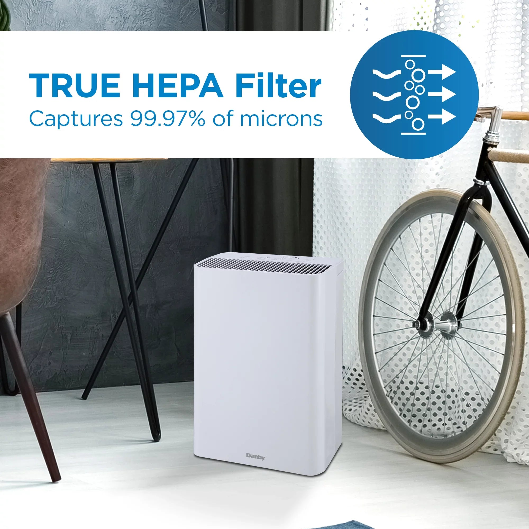 Danby DAP152BAW-I Air Purifier up to 210 sq. ft. in White with True Hepa Filter to reduce smoke and pollutants