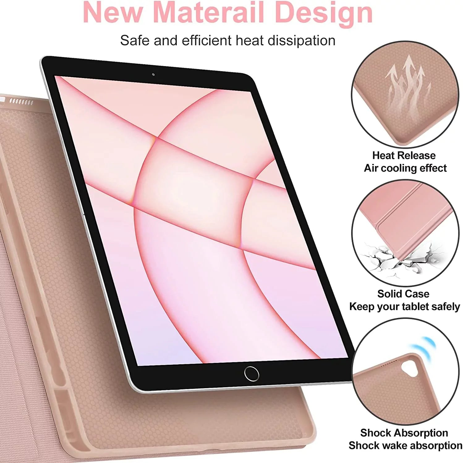 Kvago iPad Keyboard Case for  iPad Air 5th Gen 2022 Bluetooth Keyboard Built-in Pencil Holder Pink