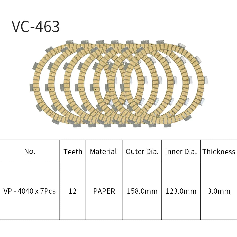 For Kawasaki VN400 Vulcan Classic Drifter/ ZR400 Zephyr X/ ZR400 ZRX400 ZRX400-II ZZ-R400/ EN450  454 LTD/ EN500 Vulcan 500 LTD/  Motorcycle Clutch Friction PLatitudees 7 PCS Paper Based Kits
