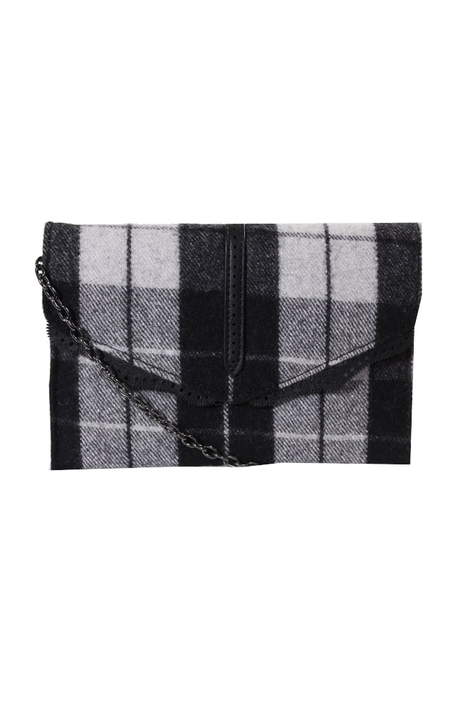 Danielle Nicole Black White Hudson Plaid Crossbody Bag OS