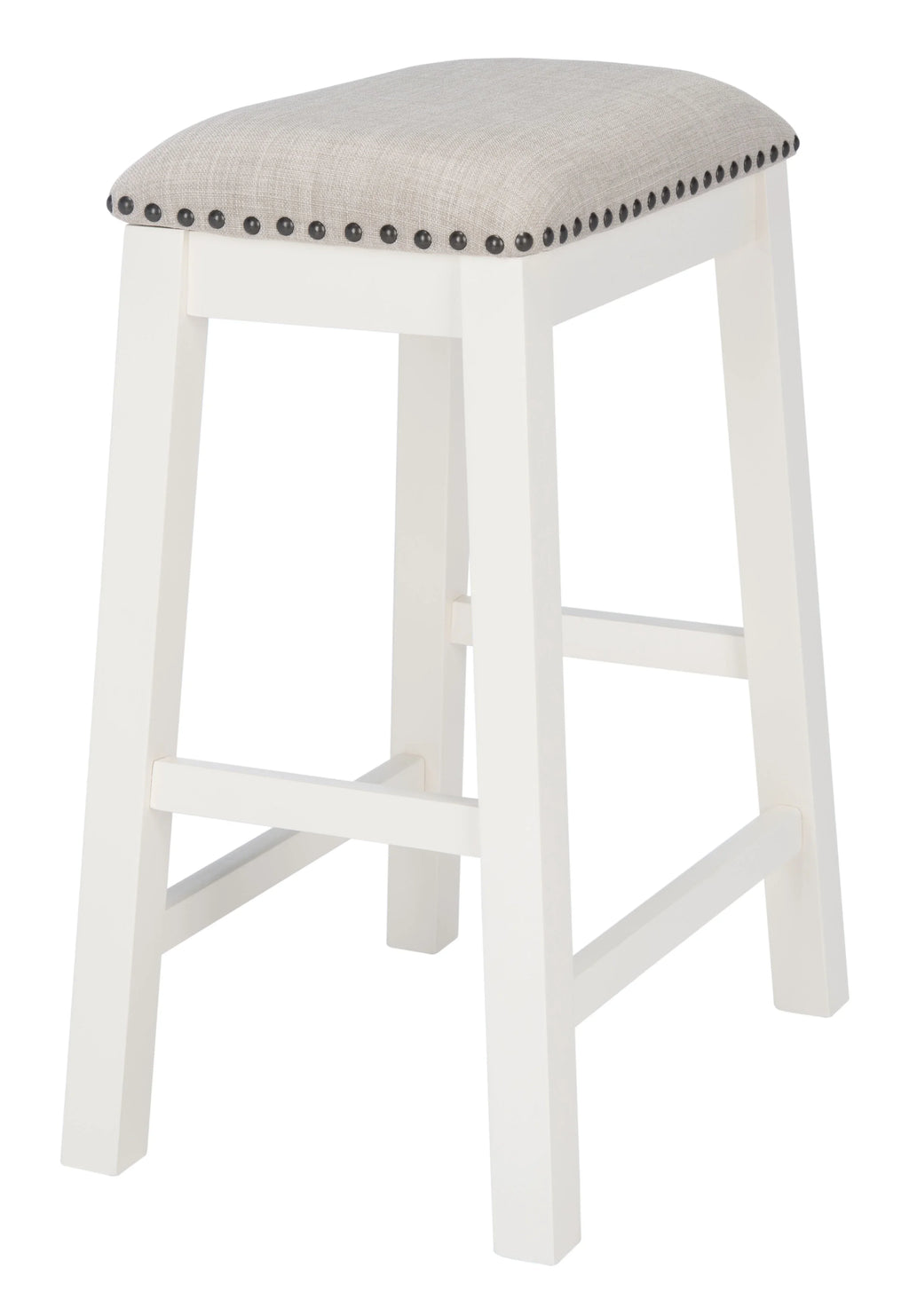 SAFAVIEH Aero Mid-Century Counter Stool, White, Set of 2 (18.8 in. W x 13 in. D x 25 in. H)