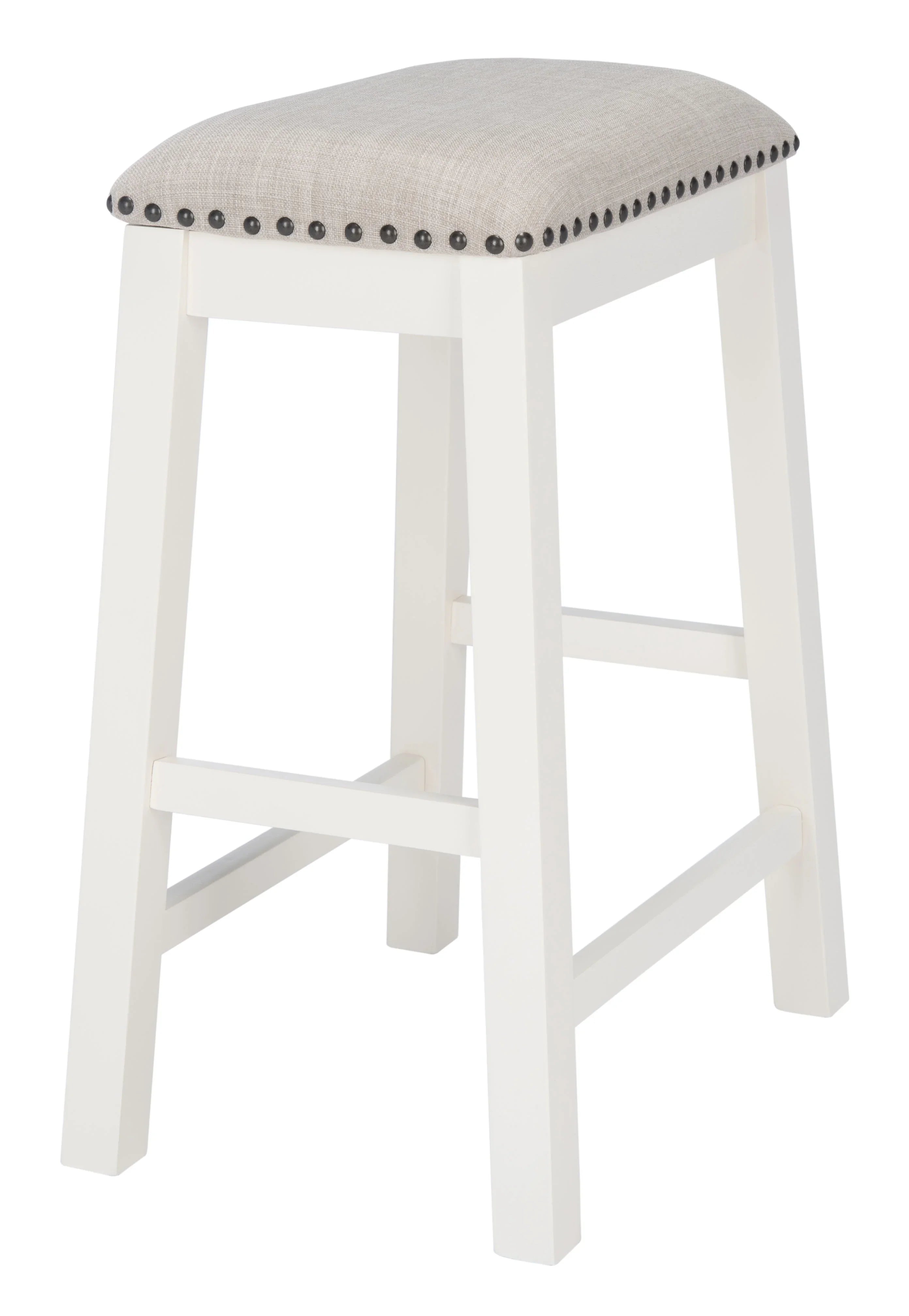 SAFAVIEH Aero Mid-Century Counter Stool, White, Set of 2 (18.8 in. W x 13 in. D x 25 in. H)