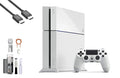 PlayStation 4 500GB Gaming Console White HDMI Cable with BOLT AXTION Cleaning Kit Bundle Like New