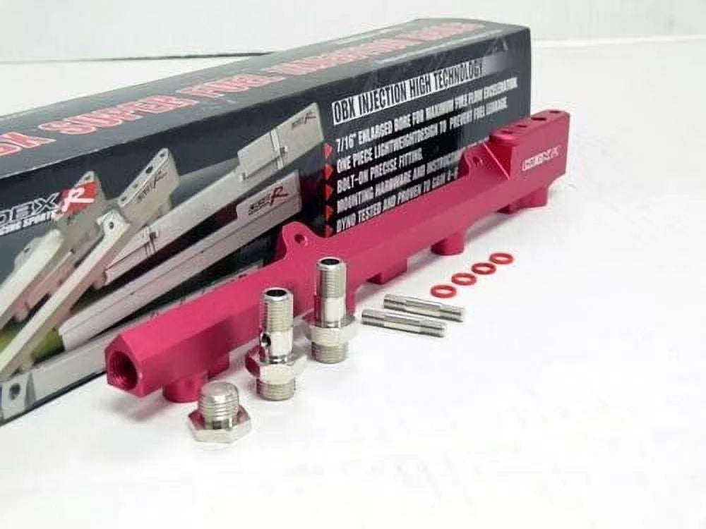 Stainless Red Fuel Rail Fits 1994 to 2001 Integra B18A/B/C Engines (All) By OBX