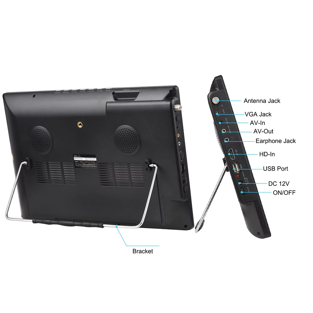 LEADSTAR D14 14-inch ATSC Digital TV Player Portable TV Car Television Player Card U Disk Playback with Remote Control