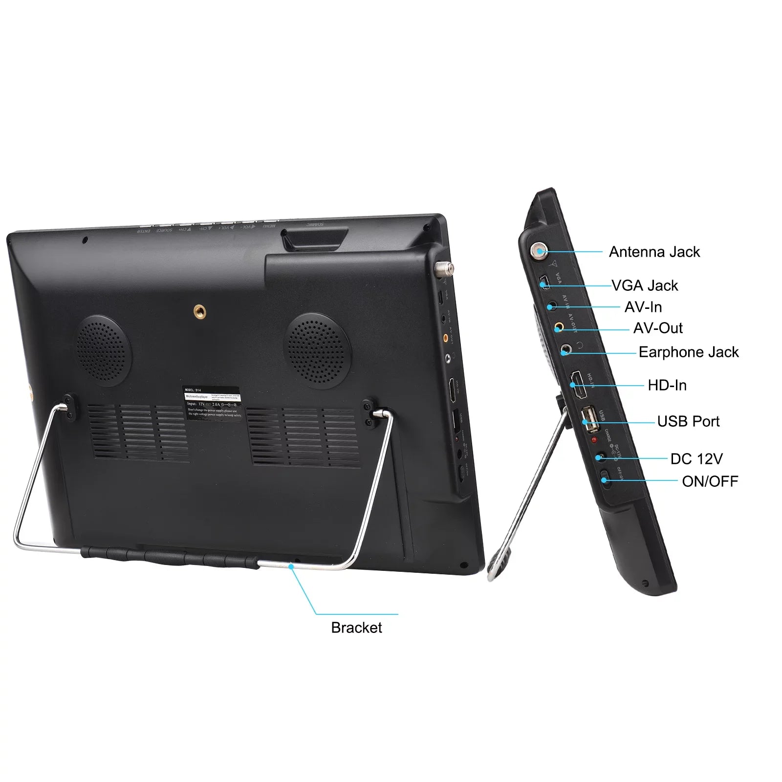 LEADSTAR D14 14-inch ATSC Digital TV Player Portable TV Car Television Player Card U Disk Playback with Remote Control