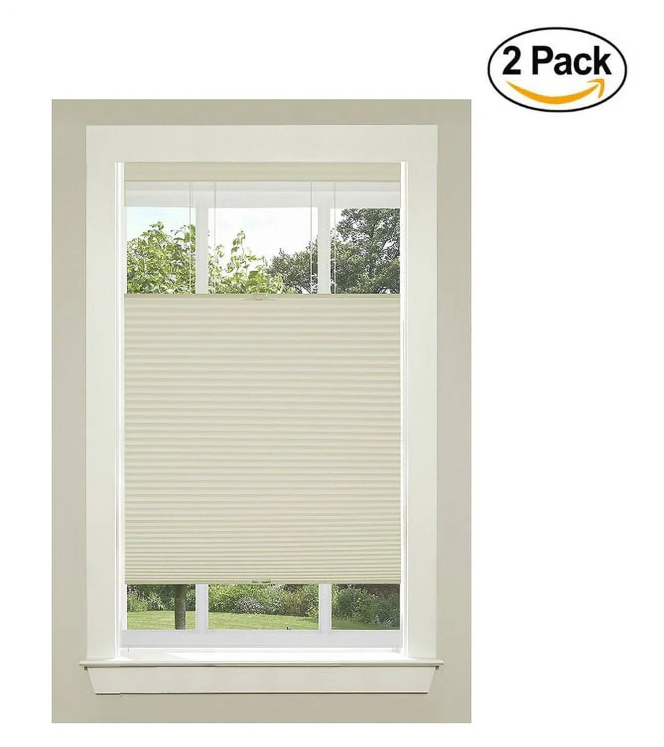 Achim Home Furnishings Top-Down Cordless Honeycomb Cellular Pleated Shade, 29 by 64", Alabaster (Set of 2)