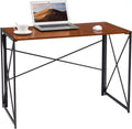 Writing Computer Desk Modern Simple Study Desk Industrial Folding Laptop Table For Home Office Notebook Desk Walnut Brown Desktop Black Frame…