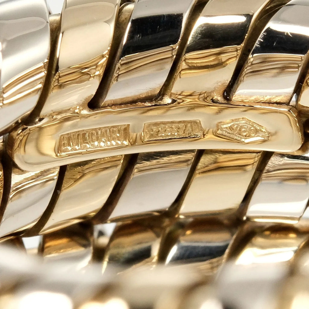 Pre-Owned Bulgari BVLGARI Tubogas 3-row No. 9 Ring 14.53g K18 YG WG Yellow Gold White (Good)