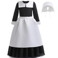 Hkiytime Dress 2022 TV Series Kids Girls Wednesday Addams Dress Long Sleeve Skirt Halloween Cosplay Outfit Clothes with Wig