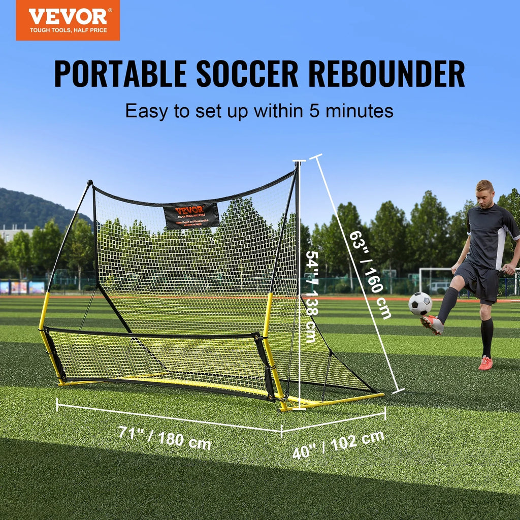 BENTISM 71"x40" Soccer Trainer 2-IN-1 Portable Soccer Rebounder Net Portable Bag