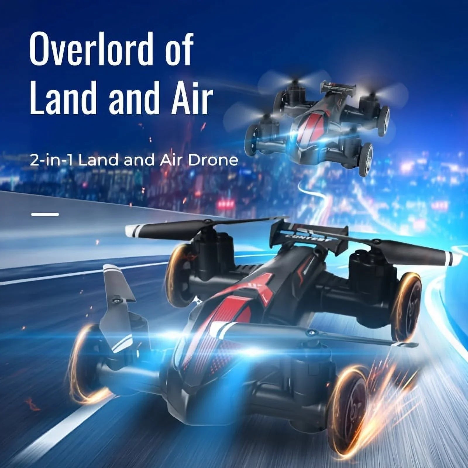 Drone For Land And Air Dual-use RC Toy Car Four-axis Unmanned Drone High-speed And Low-speed Switch Intelligent Height Setting, Stable Flight, Gift Toys