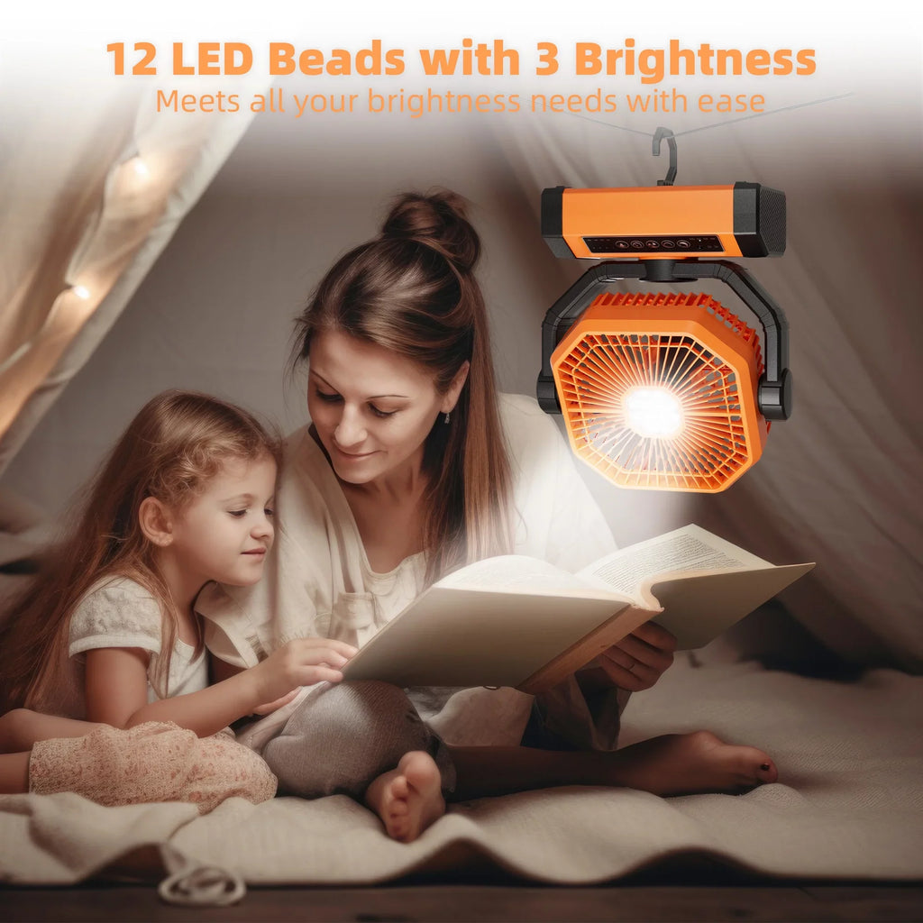 MORIKO Portable Cordless Fan 20000mAh Rechargeable Battery Powered VentiLatitudeor w/ LED Lantern, Remote, Hook, Timer, 270° Pivot 90° OscilLatitudeing 4 Speed Brushless Motor, Outdoor Jobsite Garage Patio Fan
