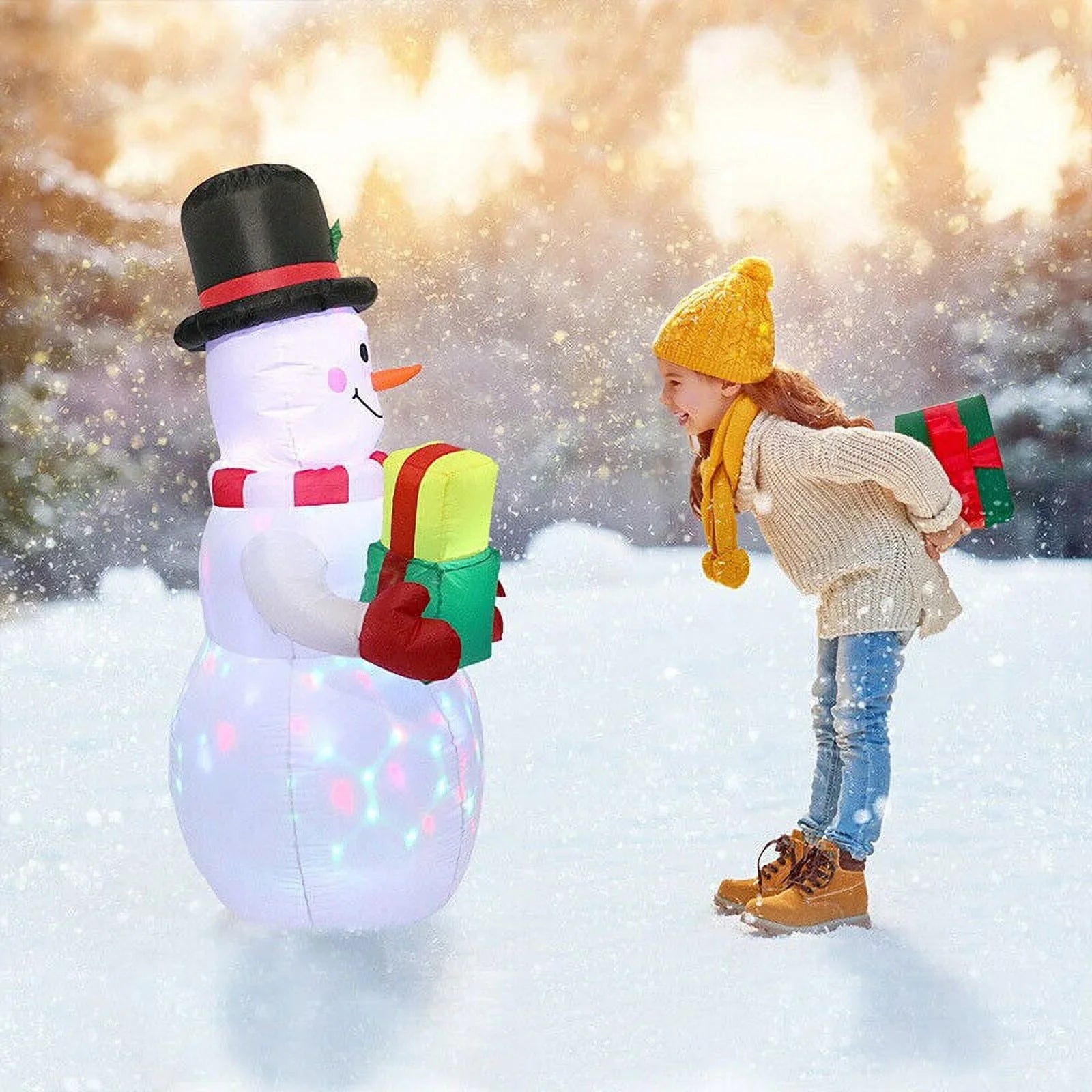 5ft InfLatitudeable Snowman Airblown Christmas Decor Yard Decoration LED Lights for Xmas Home Garden Family Prop Lawn Holiday Party Outdoor Decor