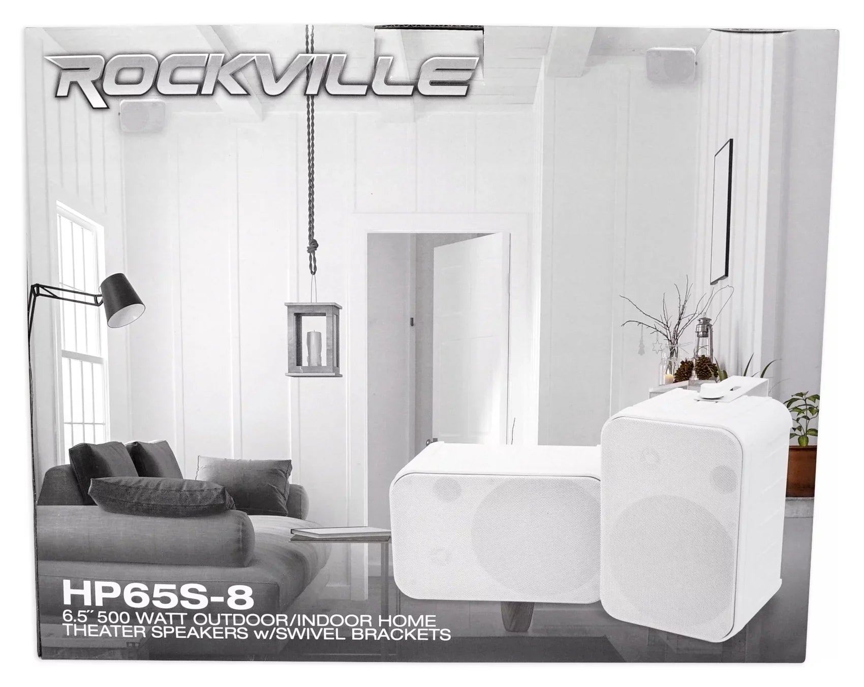 2) Rockville 65S-8 6.5" Outdoor Patio Backyard Garden Speakers+Swivel Brackets
