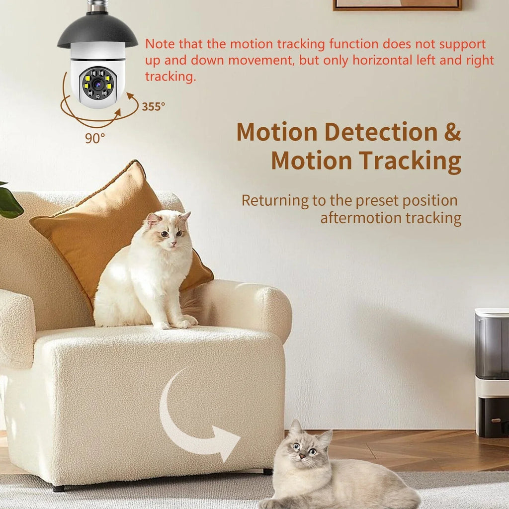 2PCS Wireless Security Camera, WIFI IP Camera, E27 Light Bulb 1080P HD Security Monitor Cam with Infrared Night Vision, White (Supports 2.4G &5G Wi-Fi)
