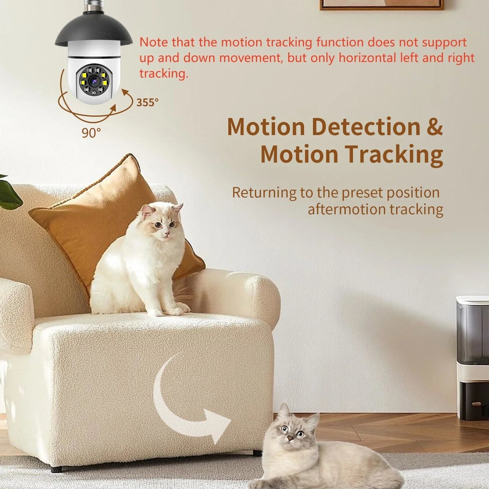 2PCS Wireless Security Camera, WIFI IP Camera, E27 Light Bulb 1080P HD Security Monitor Cam with Infrared Night Vision, White (Supports 2.4G &5G Wi-Fi)
