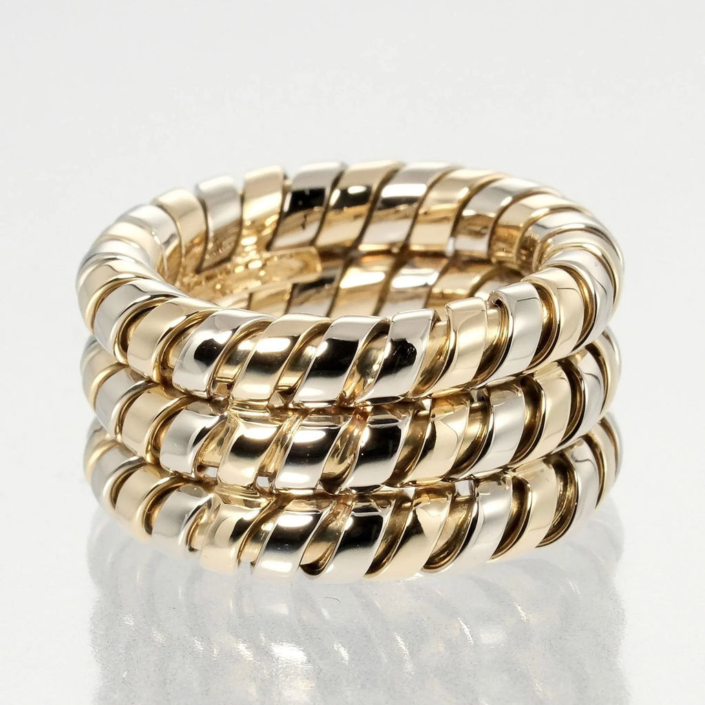 Pre-Owned Bulgari BVLGARI Tubogas 3-row No. 9 Ring 14.53g K18 YG WG Yellow Gold White (Good)