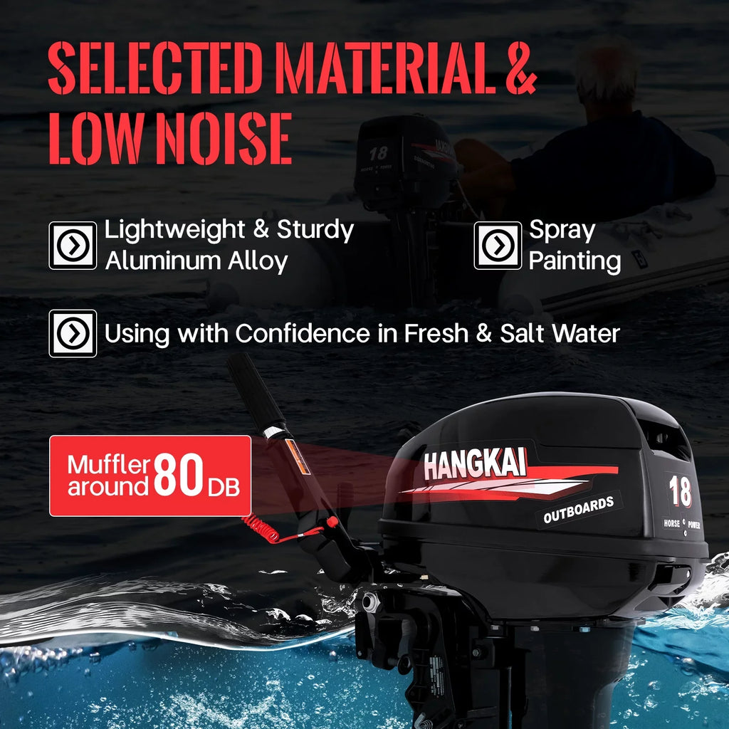 Fichiouy 2 Stroke 18  Outboard Motor Fishing Boat Engine Heavy Duty Water Cooling CDI System 246CC