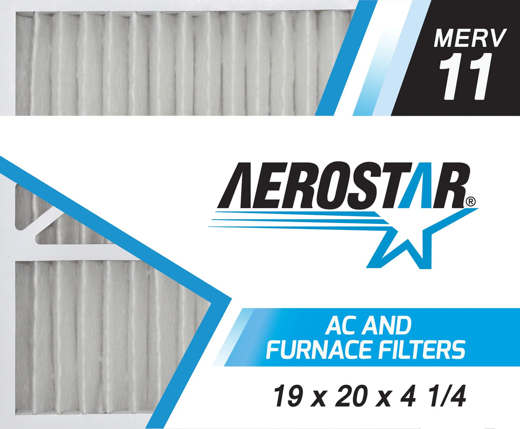 Aerostar 19x20x4 MERV 11 Pleated Air Filter, AC Furnace Air Filter, 2 Pack