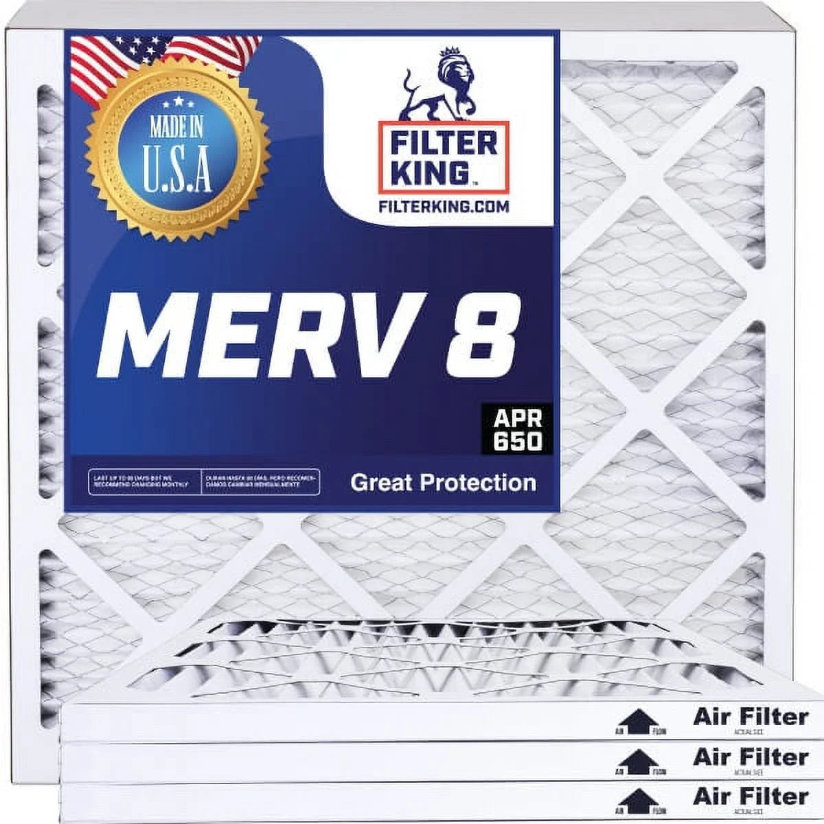 Filter King 10.5x42.5x1a Air Filter | 4-PACK | MERV 8 HVAC Pleated A/C Furnace Filters | MADE IN USA | Actual Size: 10.5 x 42.5 x .75"