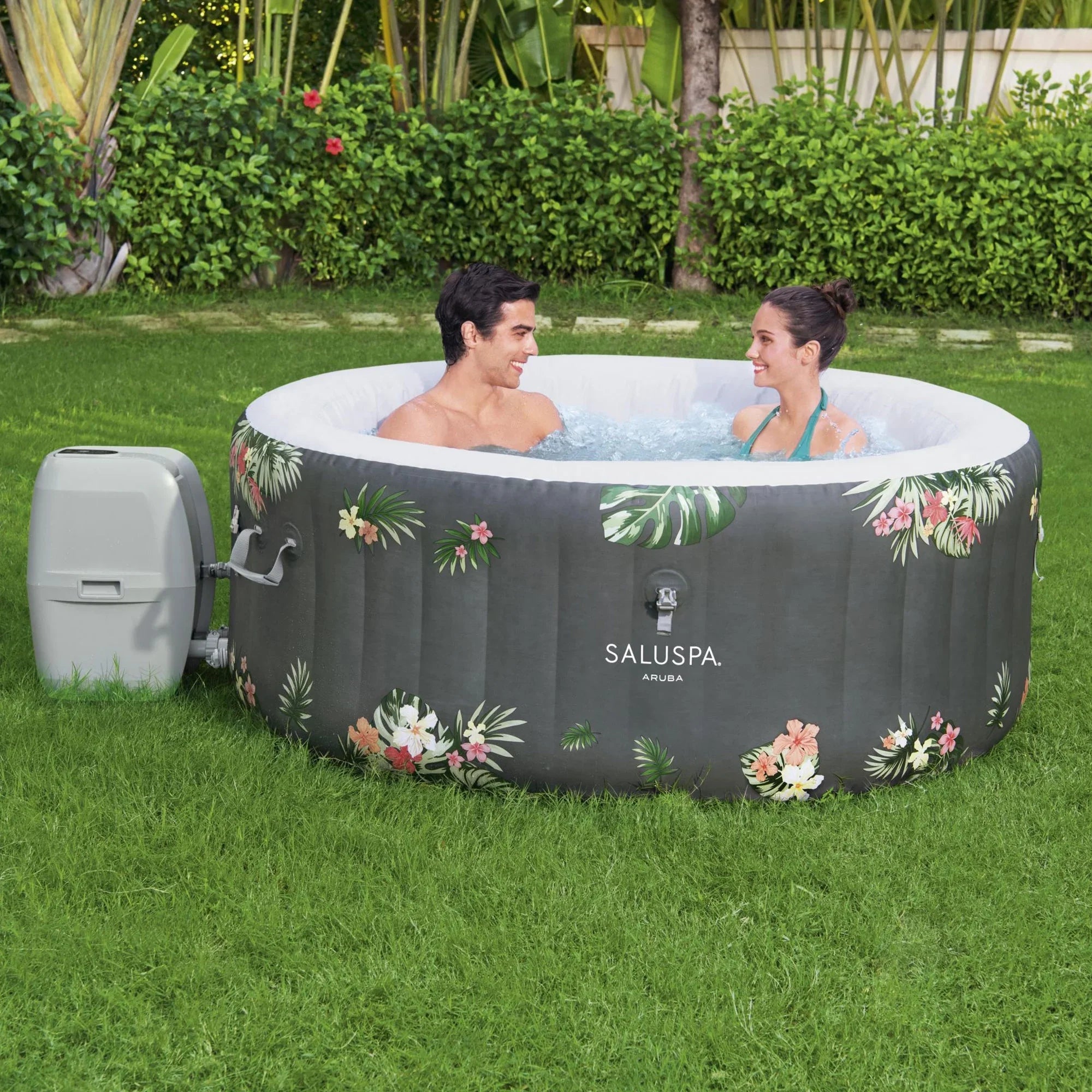 Bestway SaluSpa Sun Shade Canopy with Aruba SaluSpa InfLatitudeable Hot Tub