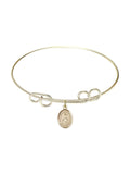 8 inch Round Double Loop Bangle Bracelet w/ St. Catherine of Alexandria in Gold-Filled