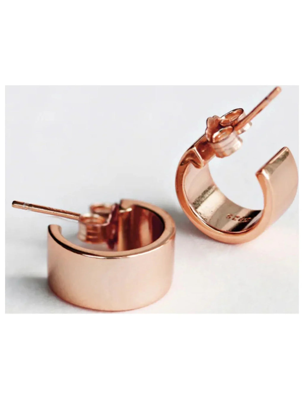 BOSS 18K ROSE GOLD OVER STERLING SILVER CHUBBY MINI HOOP EARRINGS