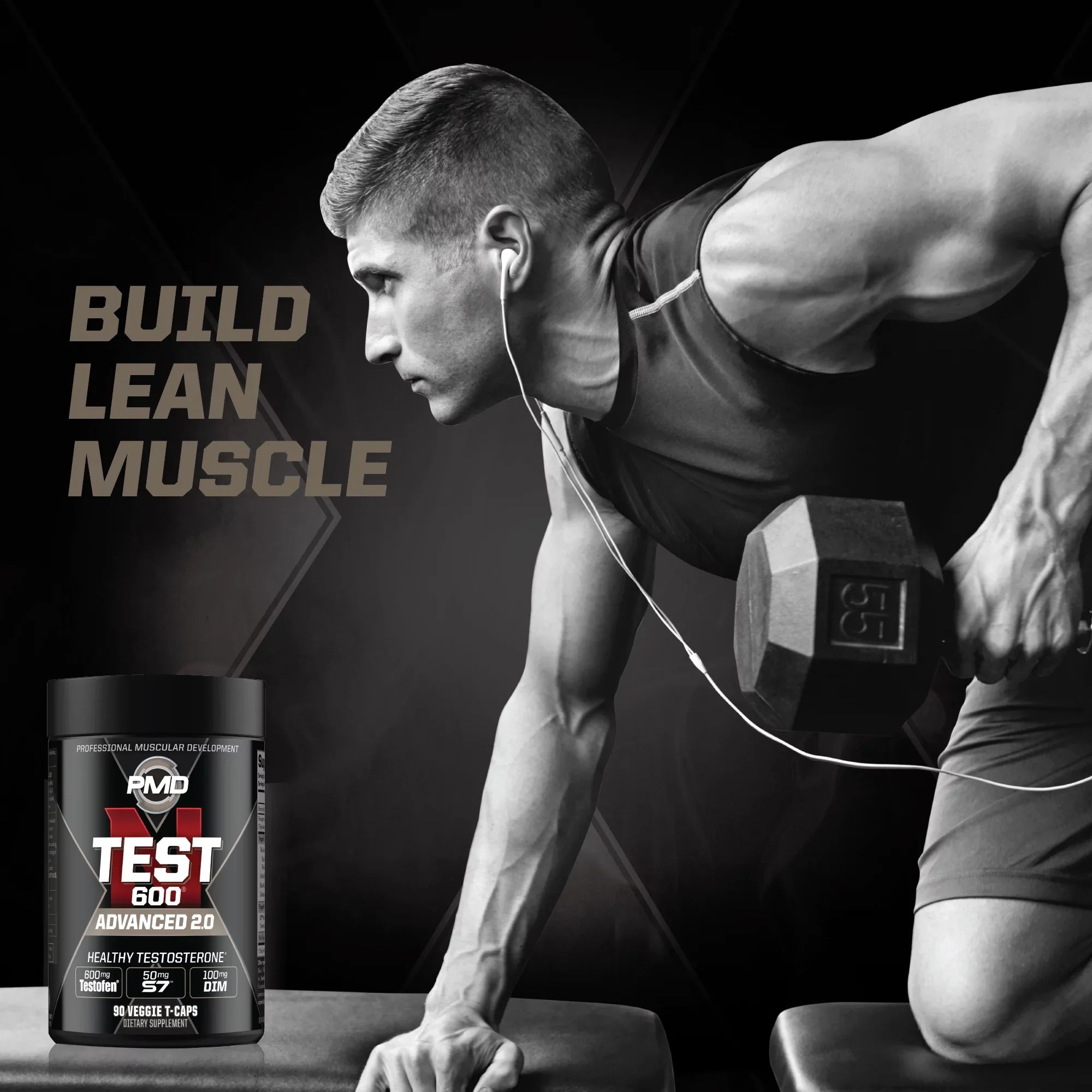 PMD Sports N-Test 600 Advanced Testosterone Booster for Men - Strong and Powerful With Testofen - Training And Bodybuilding - Lean Muscle Growth And Strength Gains - Test Boost (90 Veggie-Caps))