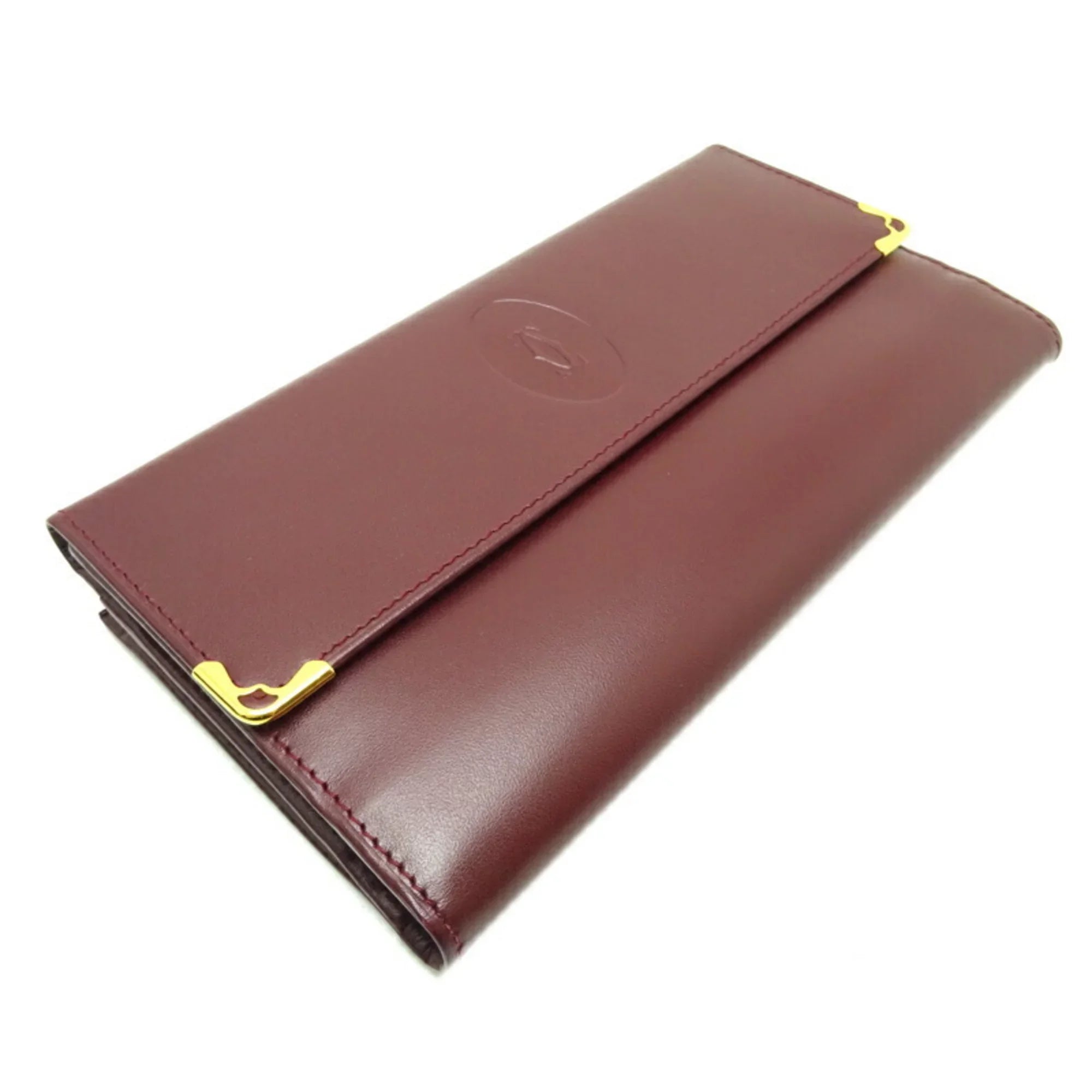 Pre-Owned Cartier Mastline Long Wallet Women's Leather Bordeaux (Red) (Good)
