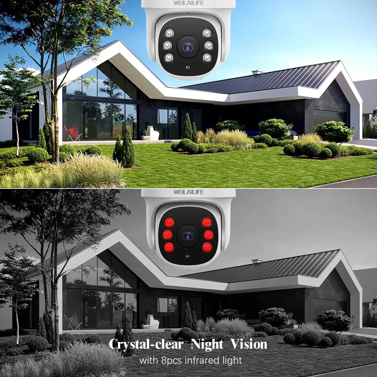 WEILAILIFE 【360° PT Digital Zoom, Two-Way Audio】 Outdoor Wireless Security Camera System Indoor PTZ Security Cameras Waterproof Home Video Surveillance