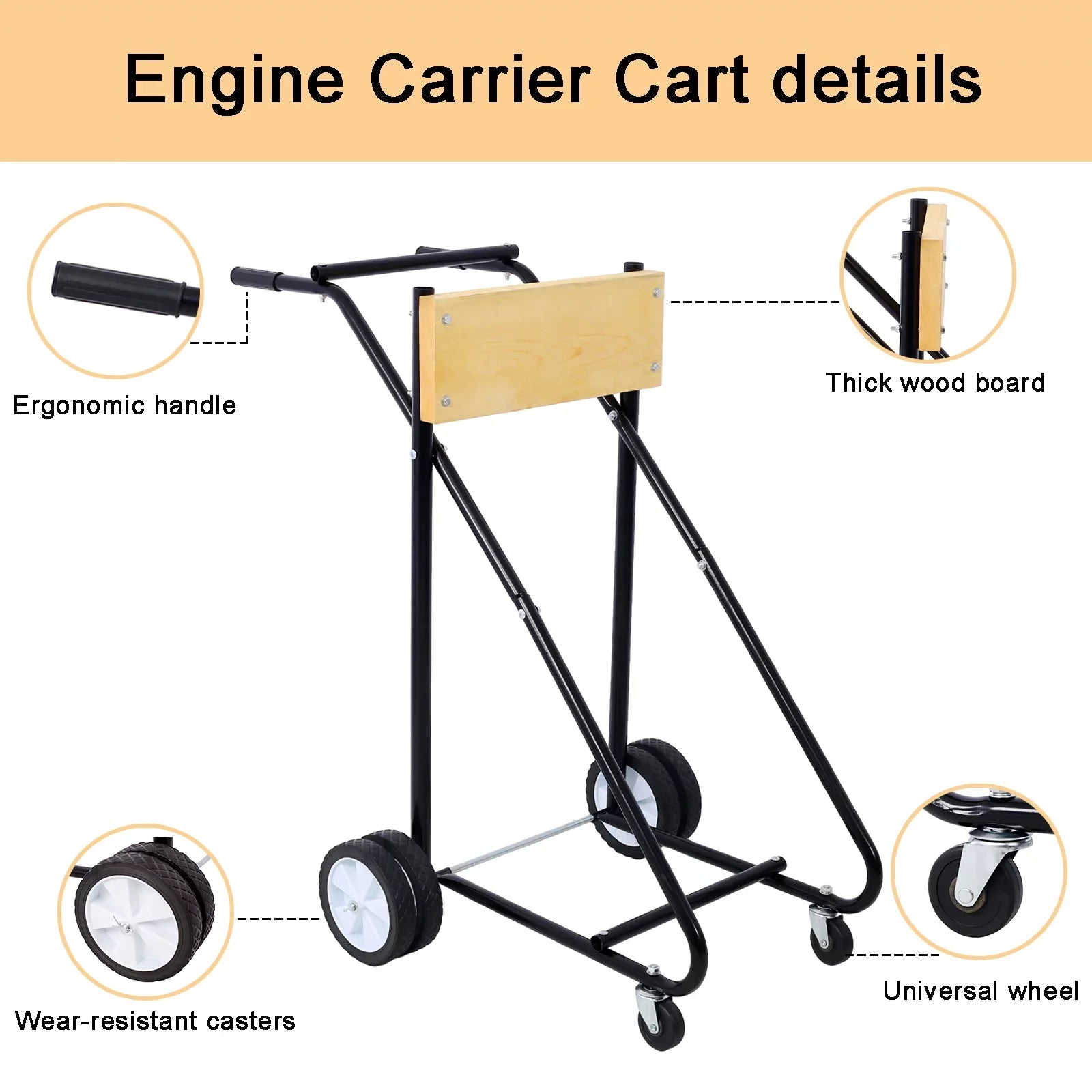 Steel Outboard Boat Motor Stand, 315lbs Capacity, with Wheels for Easy Mobility - Perfect for Garage Storage and Maintenance