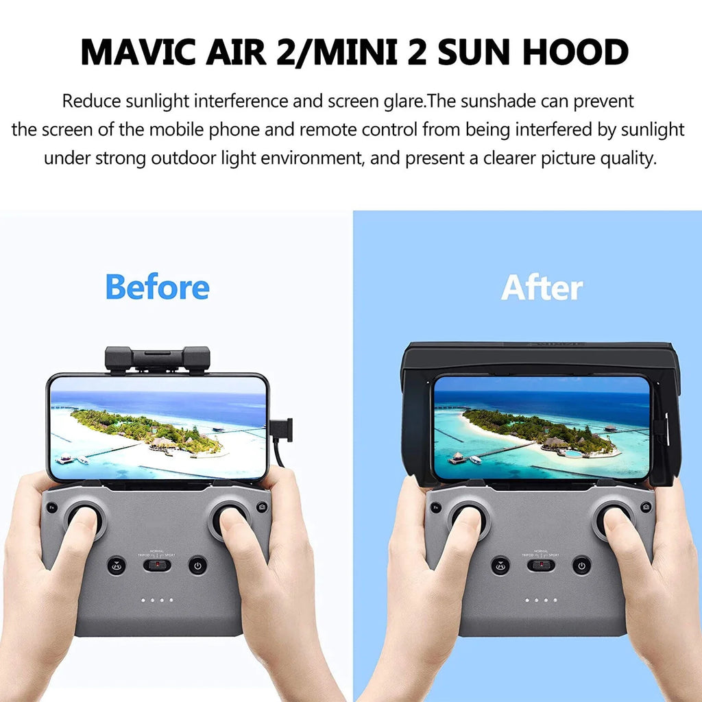 Foldable PU Phone Sun Shade Hood for DJI Mavic Mini 2 Air 2 Drone Remote Control