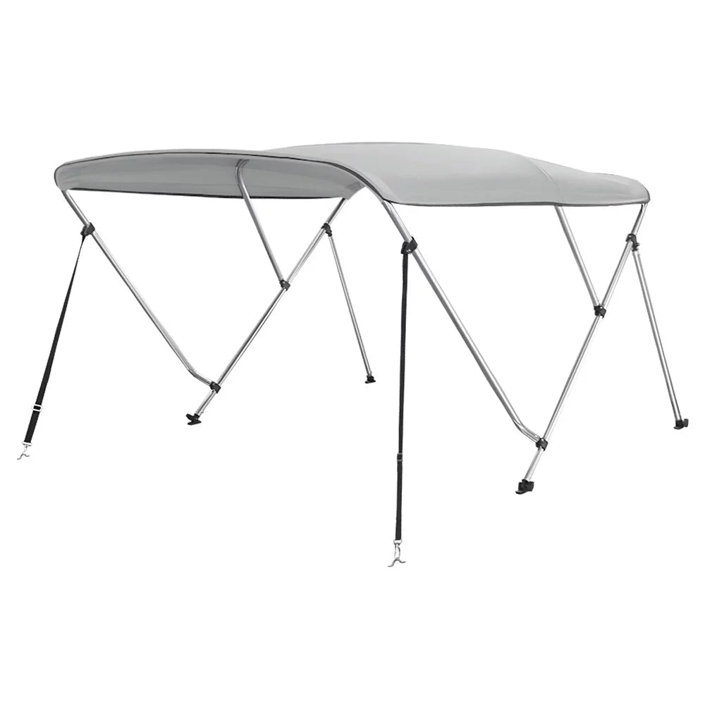 Bimini Top Boat Cover 46" High 3 Bow 79"-84" Wide 6' L Gray, w/ Rear Poles