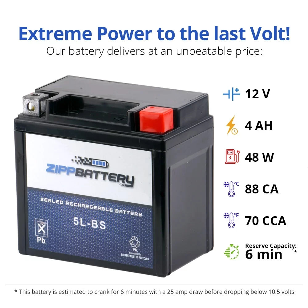 Zipp Battery Ytx5L-Bs Motorcycle Battery for Ktm 450Cc Exc Racing Years (2005-2013)
