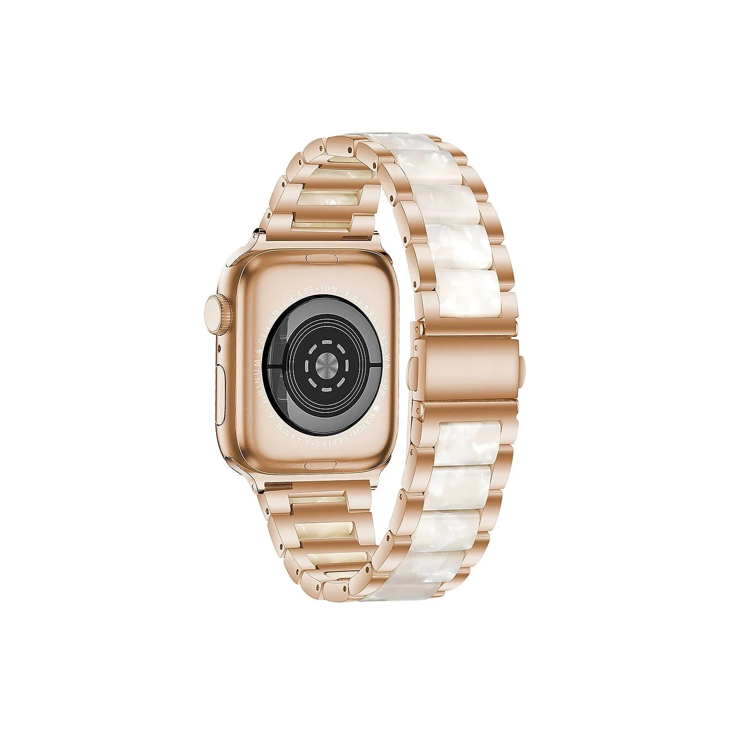 Worryfree Gadgets Metal & Resin Wristband for  Watch Rose Gold/White 38/40/41mm (WX149-RGWT41)