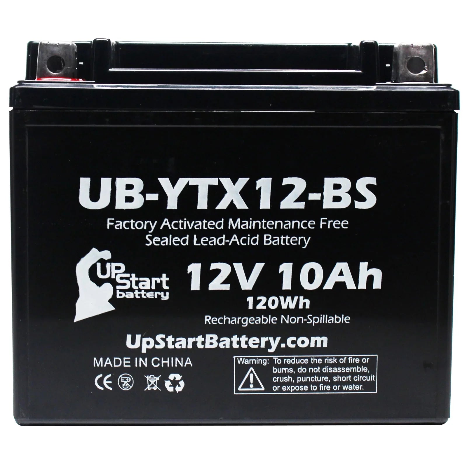 UpStart Battery Replacement 2001 Suzuki GSX-R1000 1000 CC Factory Activated, Maintenance Free, Motorcycle Battery - 12V, 10Ah, UB-YTX12-BS