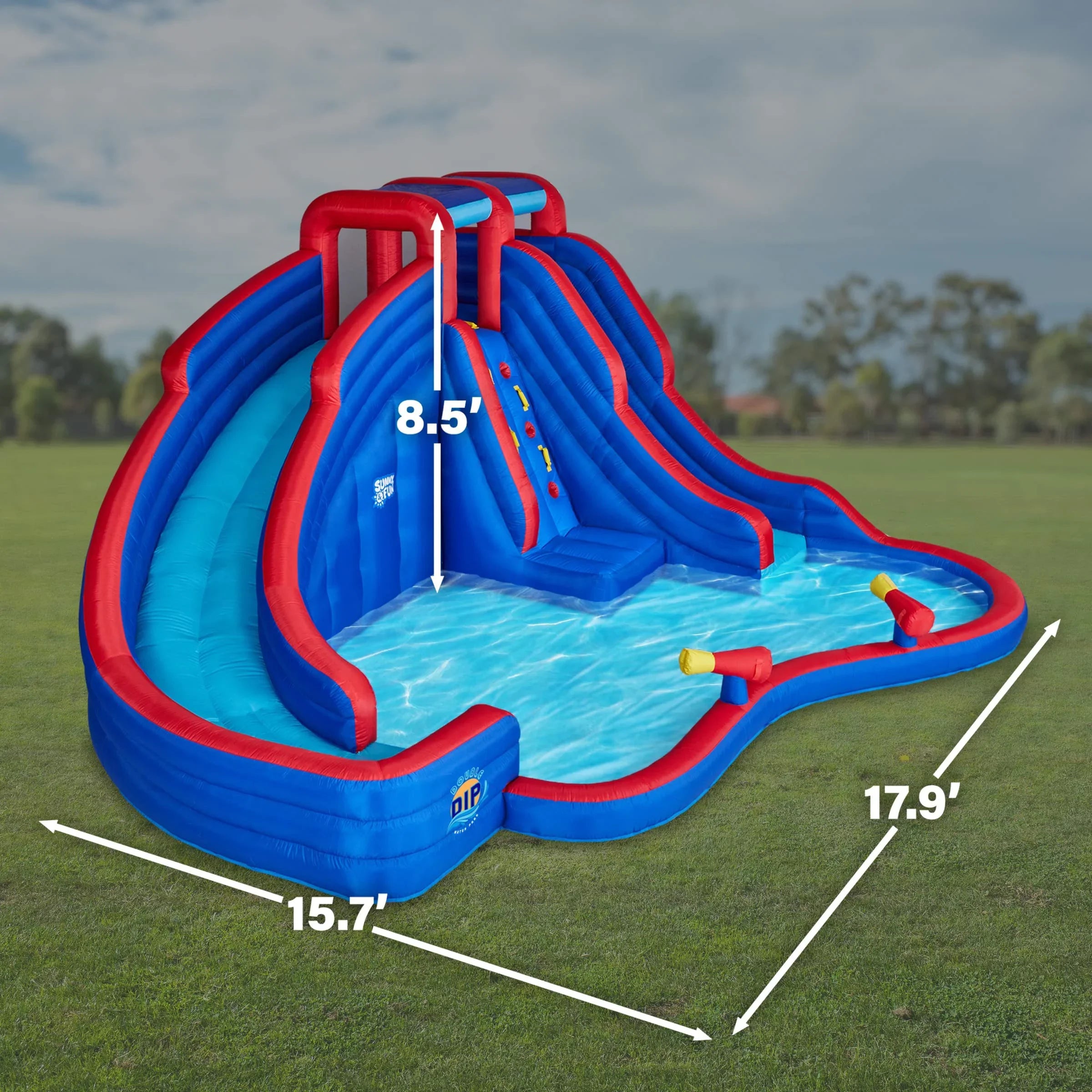 Sunny & Fun InfLatitudeable Water Slide & Blow up Pool, Kids Water Park for Backyard
