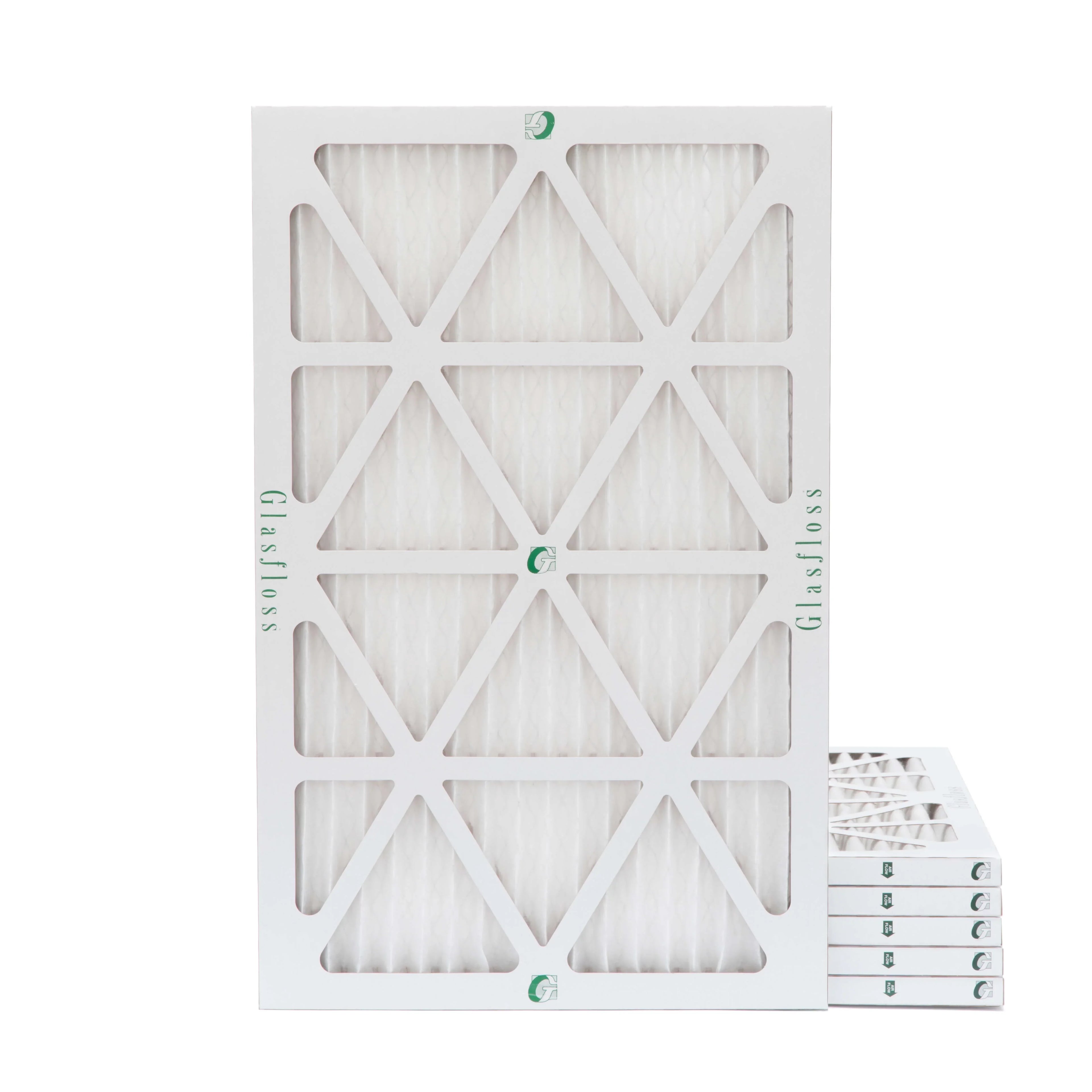 6 Pack of 14x25x1 MERV 13 Pleated Air Filters by Glasfloss. Actual Size: 13-1/2 x 24-1/2 x 7/8