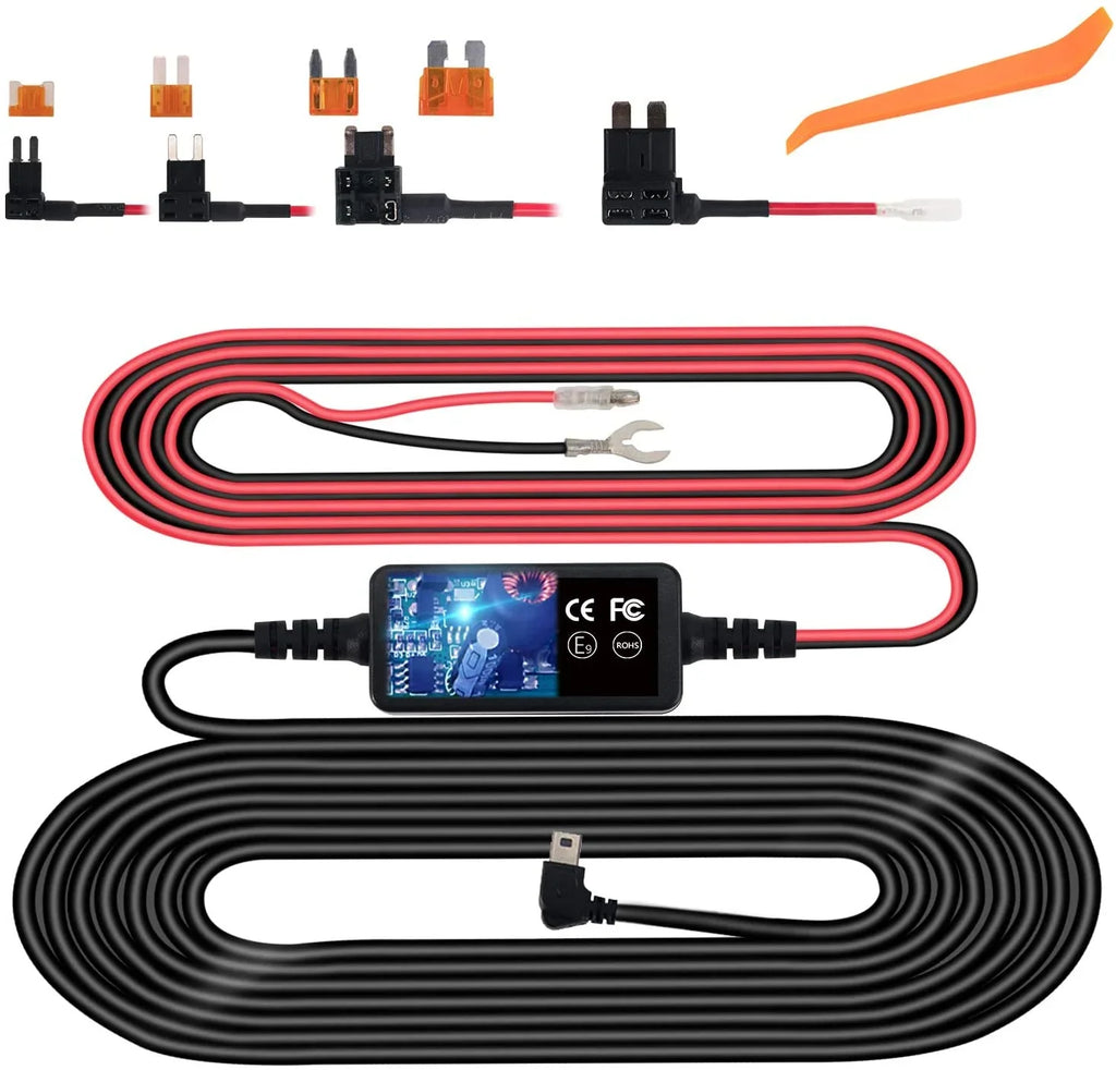 Dash Cam Hardwire Kit, ro USB Hard Wire Kit for Dashcam, Plozoe 12V-24V to 5V Car Dash Camera Charger Power Cord,