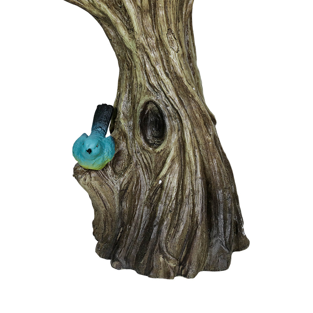 3-Tier Outdoor Water Fountain Bird Bath Patio Fountain Outdoor Stump Like Waterfall Fountain with Birds Decor Freestanding Patio Water Fountain Pump for Garden Yard Patio Porch