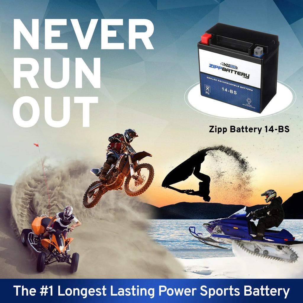Zipp Battery YTX14-BS (14-BS 12 Volt,12 Ah, 200 CCA) Motorcycle Battery for Honda 1100cc Vt1100c, C3, T Shadow (spirit, Aero, A. C. E. Tourer) 2001
