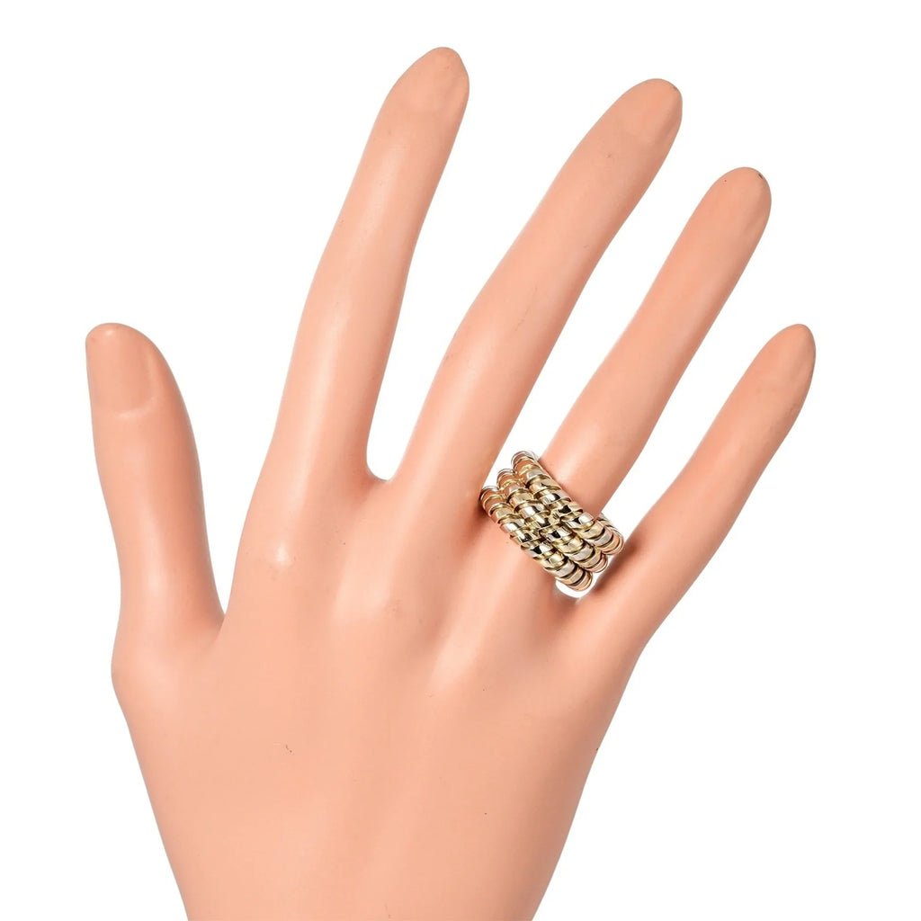Pre-Owned Bulgari BVLGARI Tubogas 3-row No. 9 Ring 14.53g K18 YG WG Yellow Gold White (Good)
