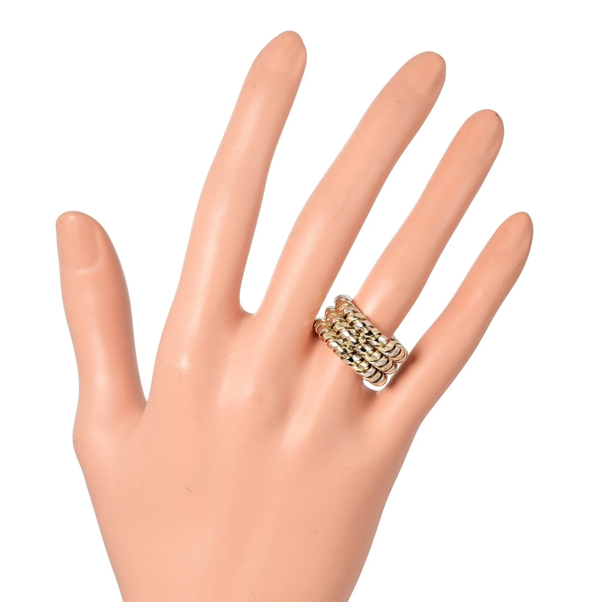 Pre-Owned Bulgari BVLGARI Tubogas 3-row No. 9 Ring 14.53g K18 YG WG Yellow Gold White (Good)