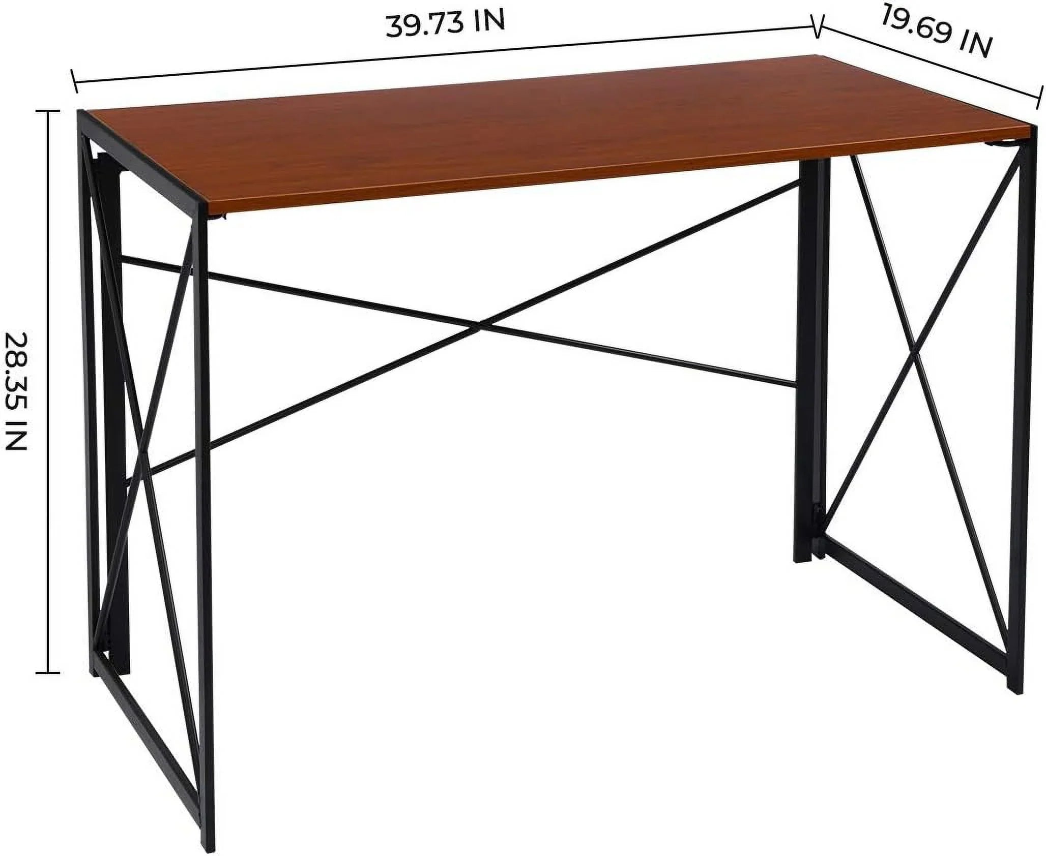 Writing Computer Desk Modern Simple Study Desk Industrial Folding Laptop Table For Home Office Notebook Desk Walnut Brown Desktop Black Frame…