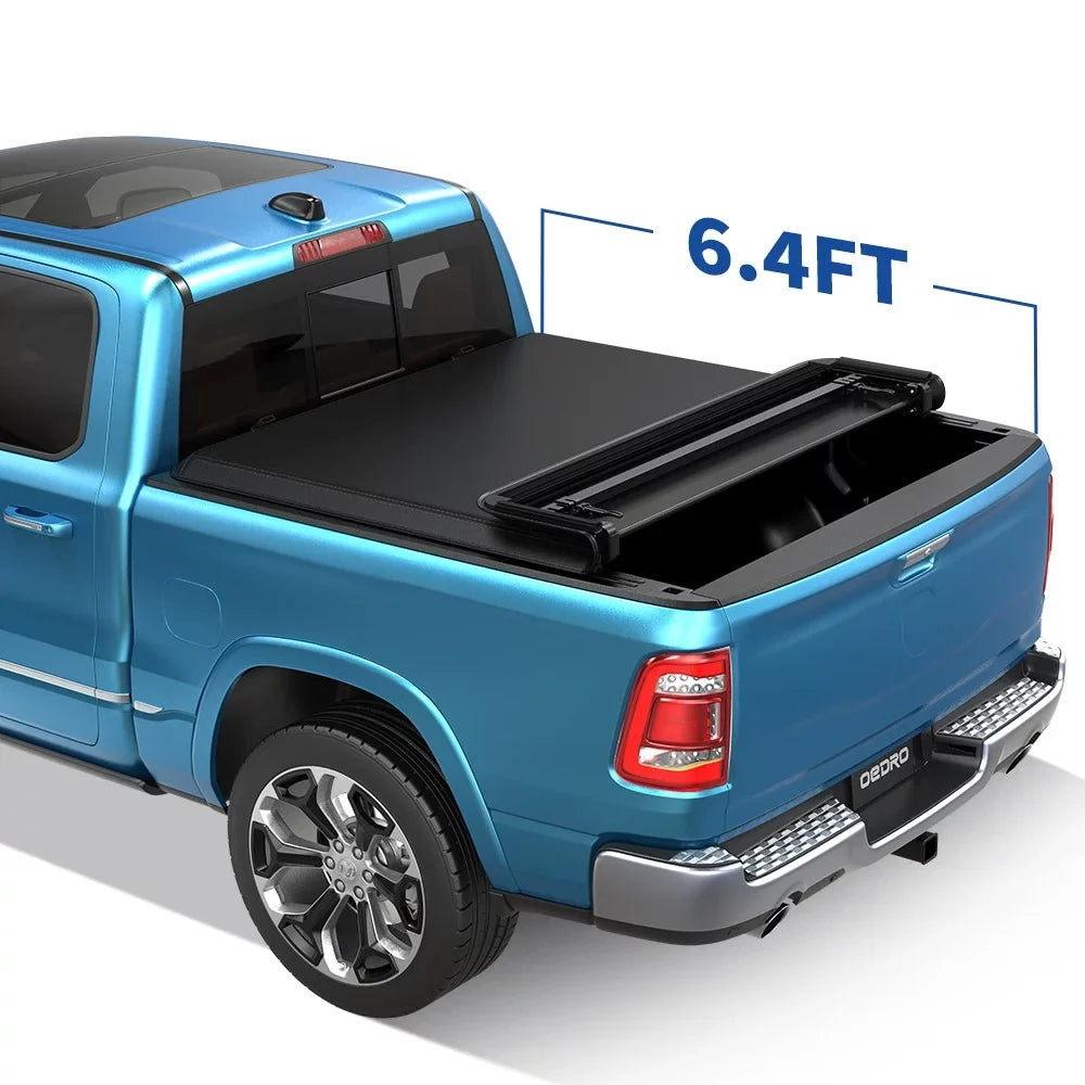 Ledkingdomus 6.4 ft Soft Fold Tonneau Cover Truck Bed Covers for 02-23 Dodge Ram 1500/Ram 2500 3500